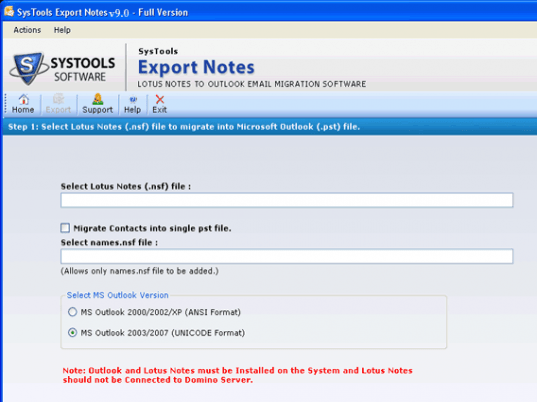 Lotus Notes to Microsoft Exchange Screenshot 1