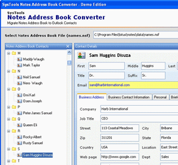 Address Book from Lotus Notes to Outlook Screenshot 1