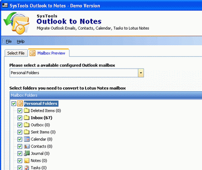 Outlook 2003 Lotus Notes Connector Screenshot 1
