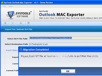 Configure OLM to Outlook 2003 Screenshot 1