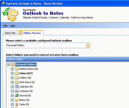 Exporting Outlook Mail to Lotus Notes Screenshot 1