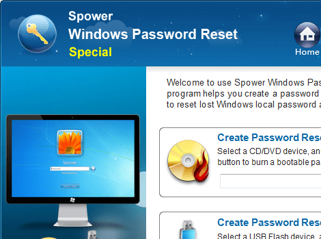 Spower Windows Password Reset Special Screenshot 1