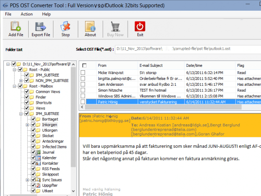 Outlook OST to PST Email Recovery Screenshot 1