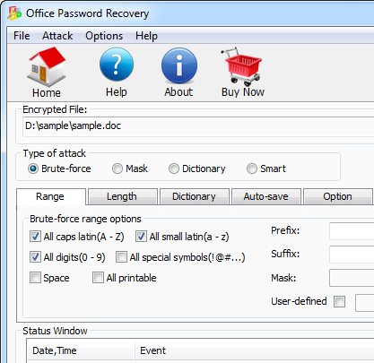 Pakeysoft Office Password Recovery Screenshot 1
