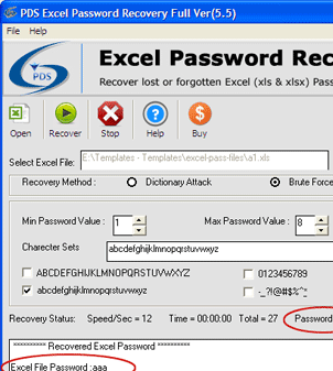 Excel Password Recovery Software Screenshot 1