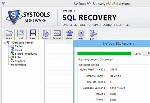 SQL Server Database Recovery Process Screenshot 1