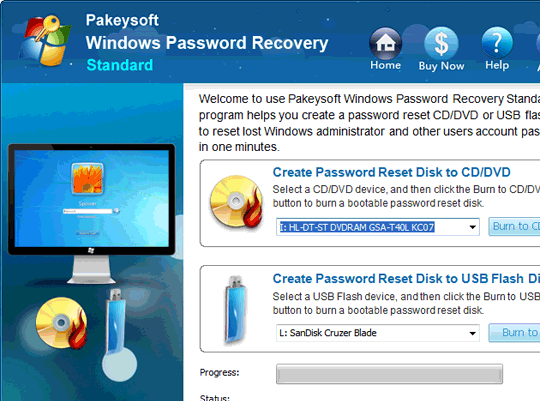 Windows 7 Password Reset Tool Screenshot 1
