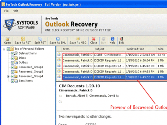 Fixing Outlook 2003 Screenshot 1