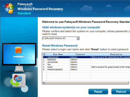 Bypass Windows XP Password Screenshot 1
