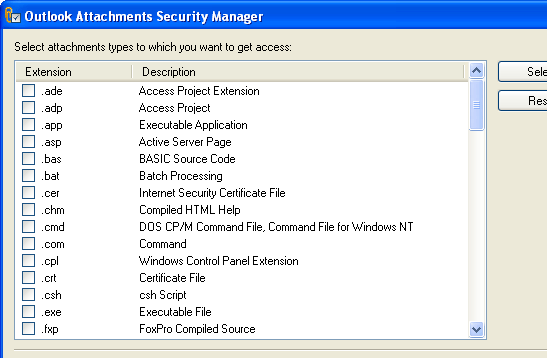 Outlook Attachments Security Manager Screenshot 1