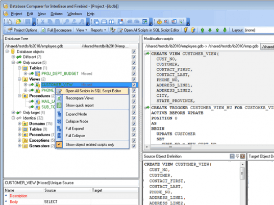 EMS DB Comparer 2007 for InterBase/Firebird Screenshot 1