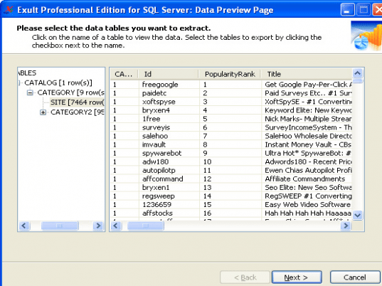 Exult Professional Edition for MySQL Screenshot 1