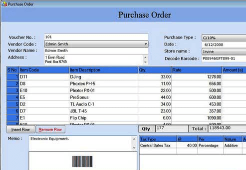 Bookkeeping Software with Barcode Screenshot 1