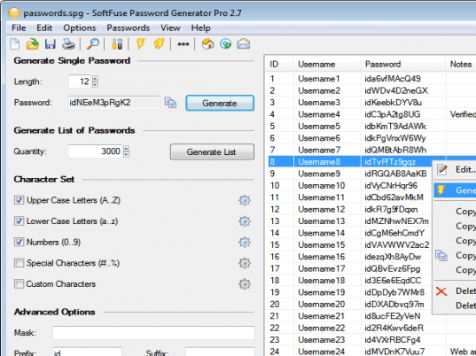 SoftFuse Password Generator Pro Screenshot 1