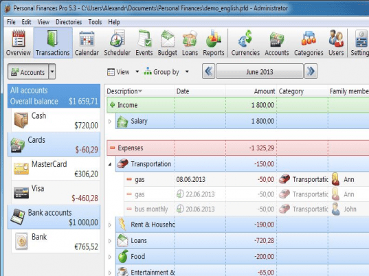 Personal Finances Home Screenshot 1