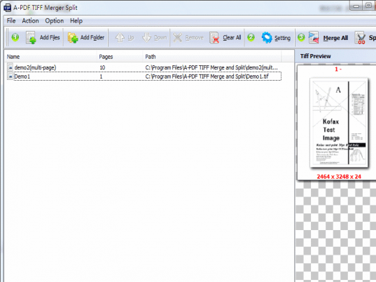 A-PDF TIFF Merge and Split Screenshot 1
