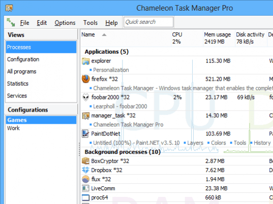 Chameleon Task Manager Screenshot 1