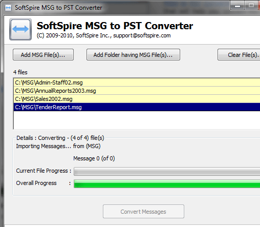 SoftSpire MSG to PST Converter Screenshot 1