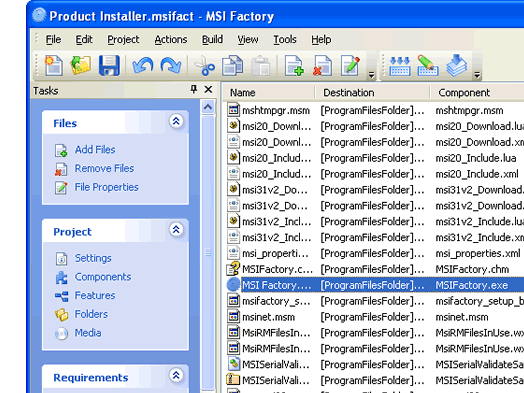 MSI Factory MSI Installer Builder Screenshot 1