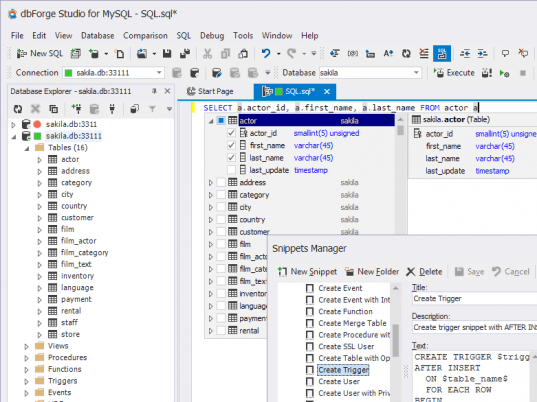 dbForge Studio Express for MySQL Screenshot 1