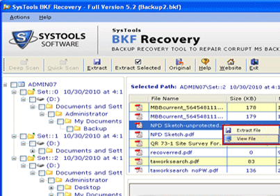 NTBackup File Recovery Screenshot 1