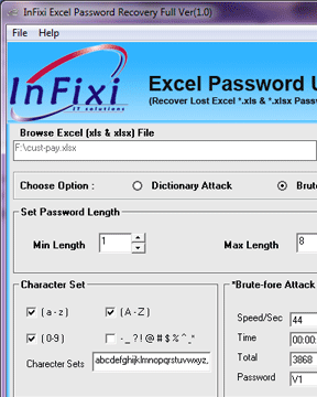 Office 2010 Excel Password Recovery Screenshot 1
