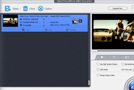 WinX Free MP4 to WMV Converter Screenshot 1