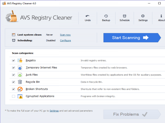 AVS Registry Cleaner Screenshot 1