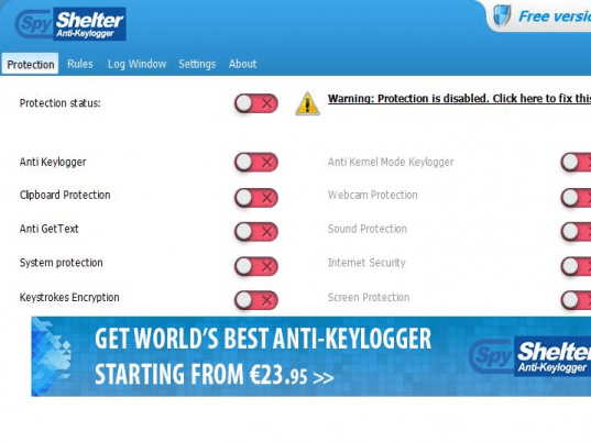 SpyShelter Free Anti-keylogger Screenshot 1