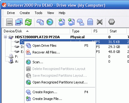 BitMart Restorer2000 Data Recovery Screenshot 1