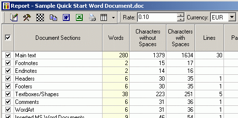 PractiCount Toolbar Standard for MS Office Screenshot 1