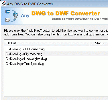 AnyDWG DWG to DWF Converter Screenshot 1