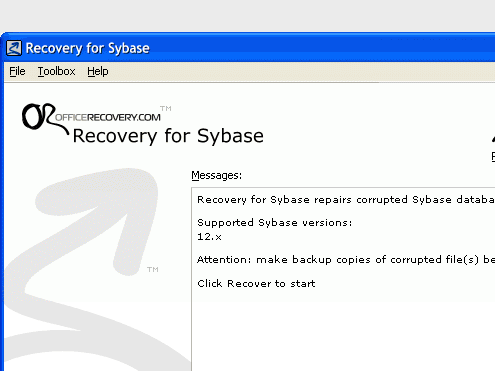 SybaseRecovery Screenshot 1