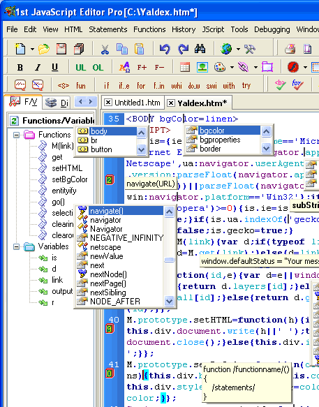 1st JavaScript Editor Pro 3.8 Screenshot 1