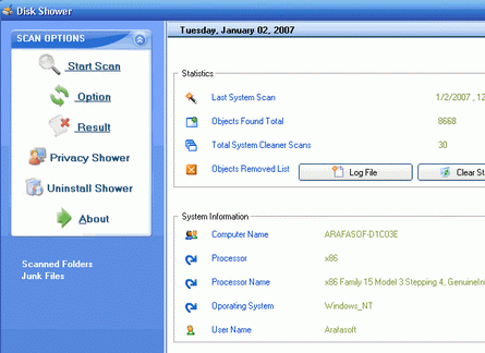 Disk Shower 2007 Screenshot 1