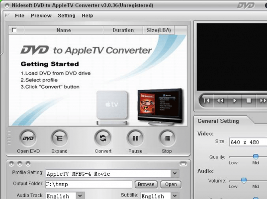 Nidesoft DVD to Apple TV Converter Screenshot 1