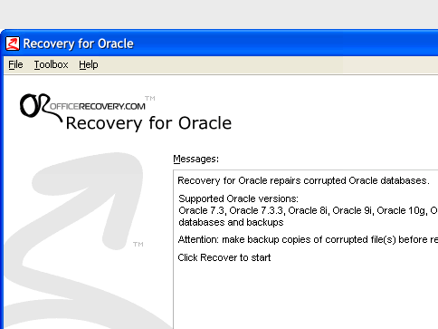 Recovery for Oracle Screenshot 1