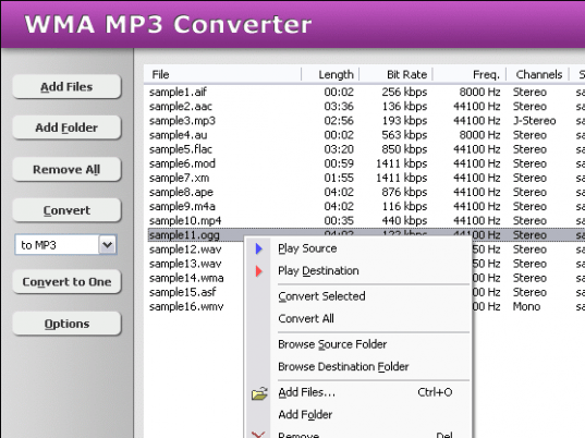HooTech WMA MP3 Converter Screenshot 1
