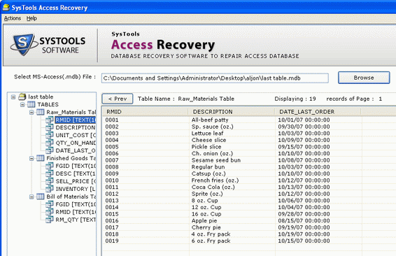MS Access Repair Software Screenshot 1