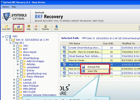 NTBackup File Recovery Software Screenshot 1