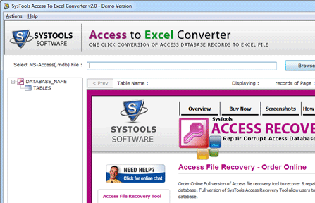 Access to Excel Screenshot 1