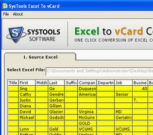Excel to vCard Converter Tool Screenshot 1