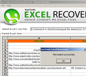 Excel recovery for Damage XLS Screenshot 1