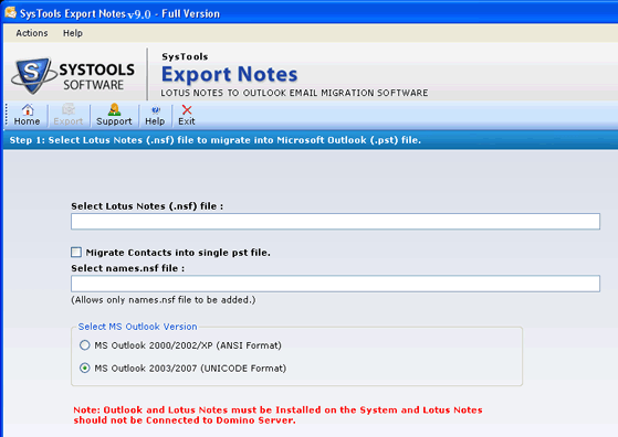 Lotus Notes Email Access in PST Screenshot 1
