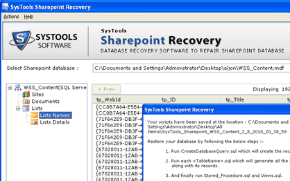 SharePoint Recovery Software Screenshot 1