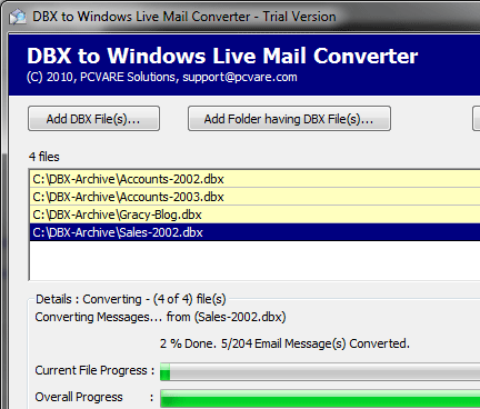 DBX to Windows Live Mail Converter Screenshot 1