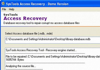 Microsoft Access File Recovery Tool Screenshot 1