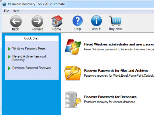 Password Recovery Tools 2012 Ultimate Screenshot 1