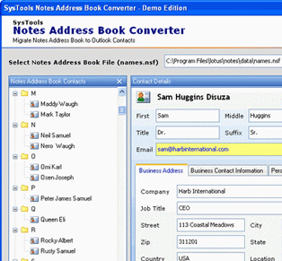 Notes to Outlook Contacts Screenshot 1