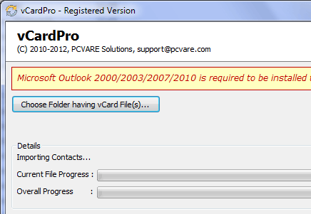 Import Many vCards to Outlook Screenshot 1